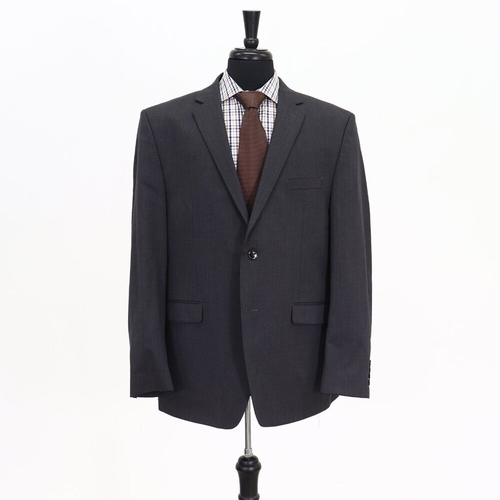 Perry Ellis 46R Gray Solid 2-Button Sport Coat Blazer Jacket G239